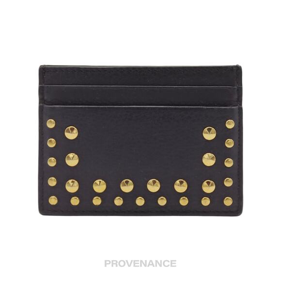 🔴 Burberry Studded Card Wallet - Black Leather - Picture 1 of 7